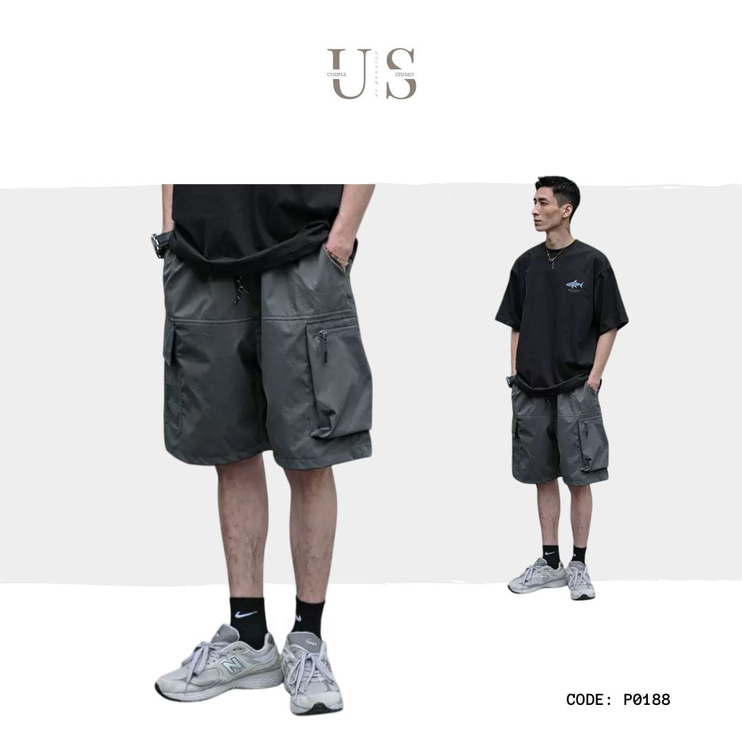 P0188 Japanese-style city boy loose-fitting five-point cargo shorts