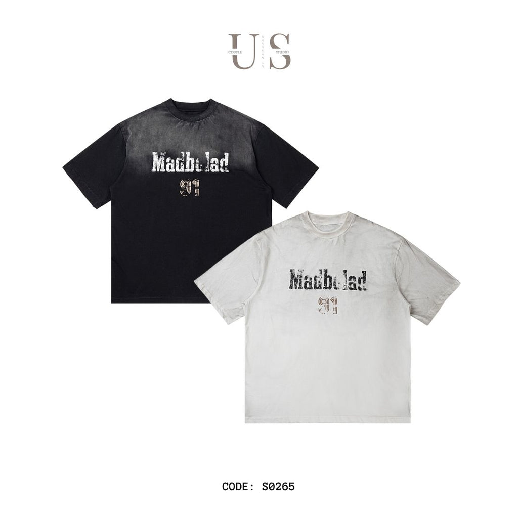 S0265 American retro distressed style loose T-shirt