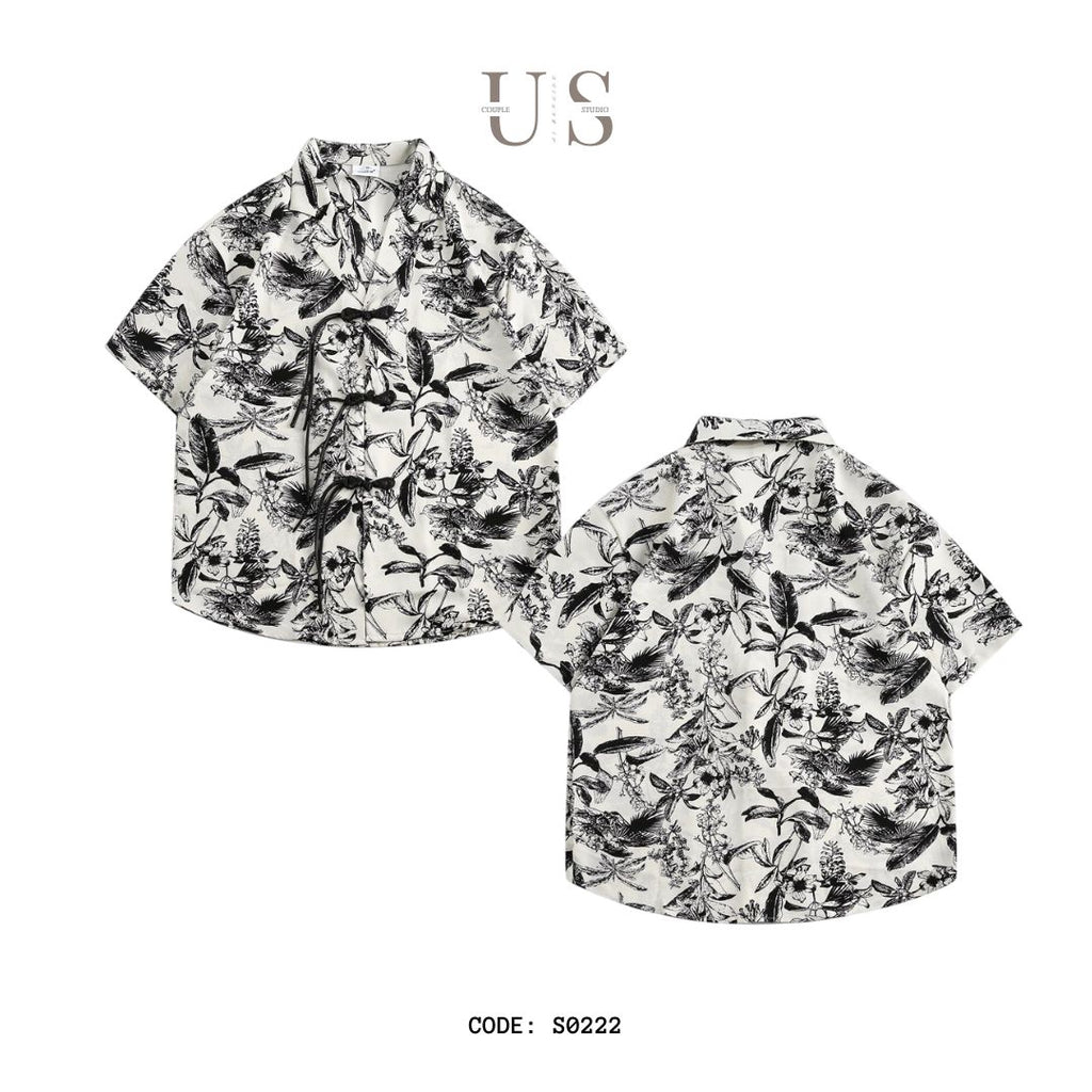 S0222 New Chinese style niche trendy brand Hawaiian retro short-sleeved floral shirt