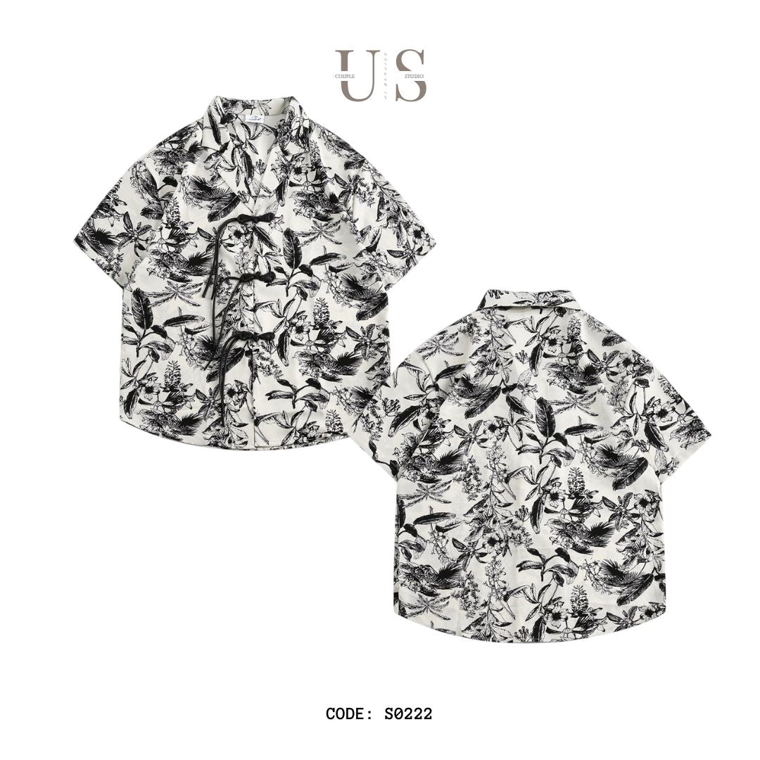 S0222 New Chinese style niche trendy brand Hawaiian retro short-sleeved floral shirt