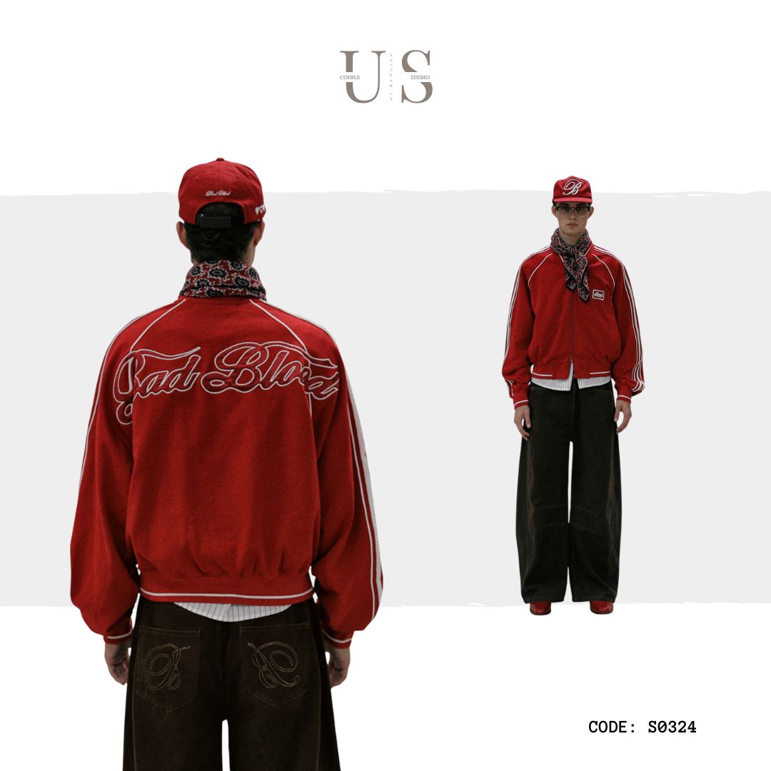 S0324 BADBLOOD American retro clothing cotton back youth logo jacket