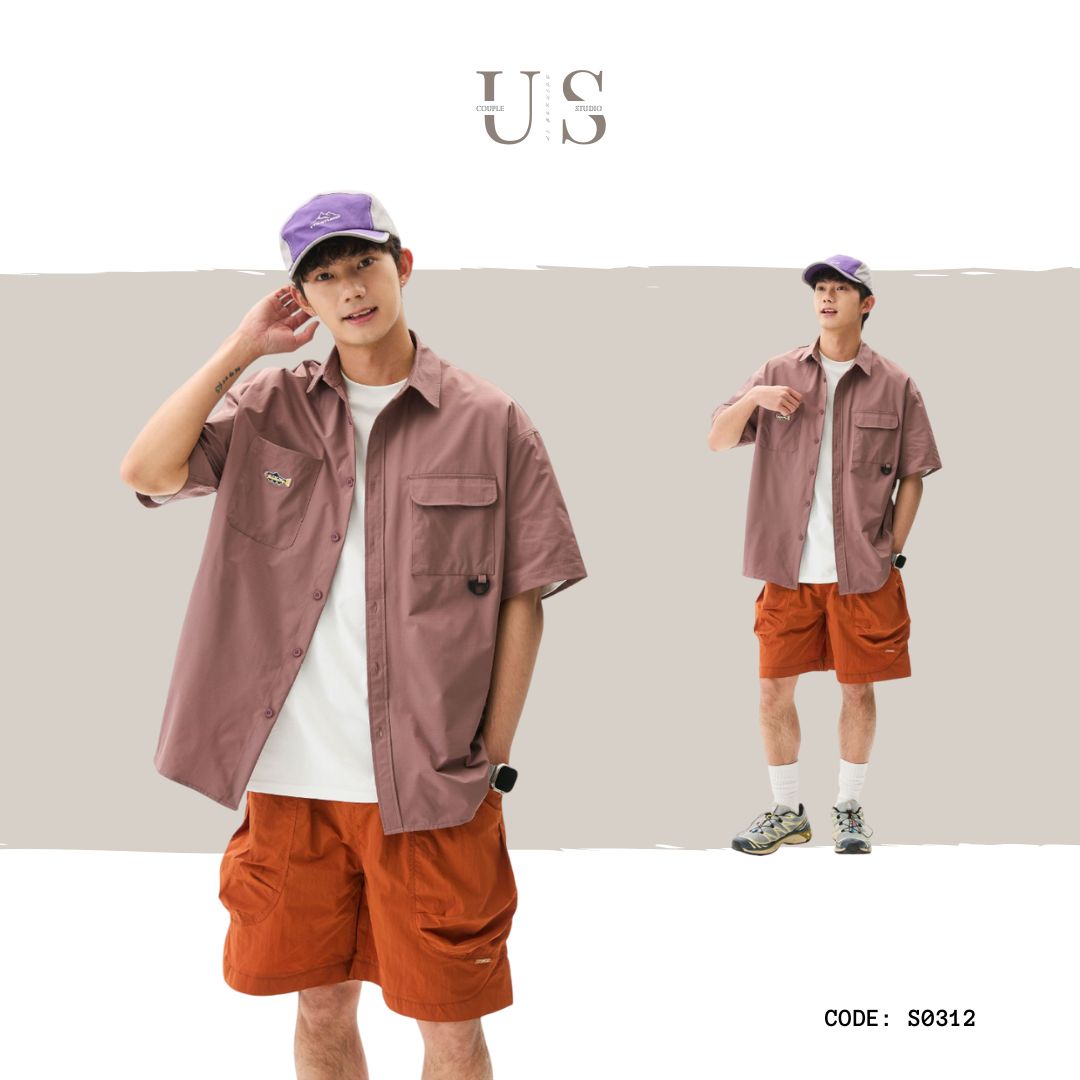 S0312 Japanese CITYBOY Retro Multi-pocket Embroidery Workwear Short Sleeve Shirt