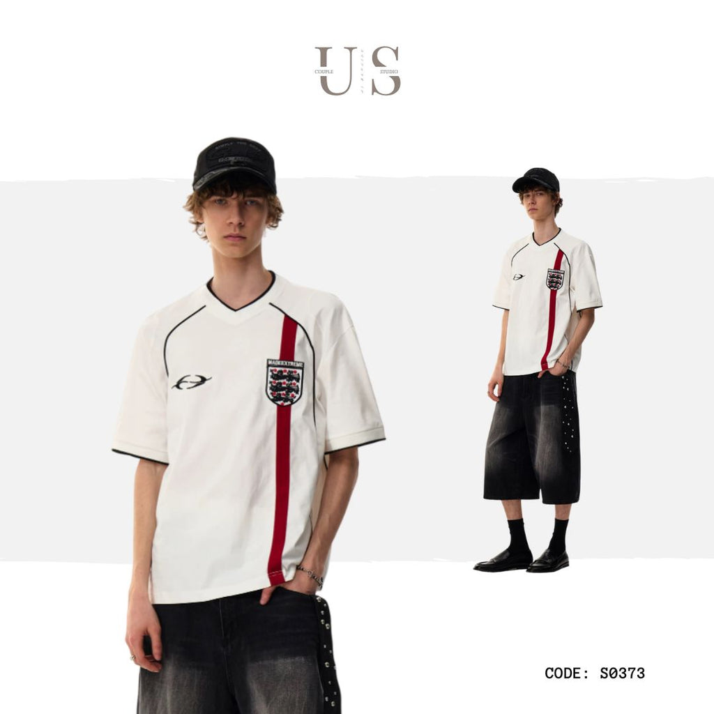 S0373 American Retro Street Football Clothes Jersey Loose Short-sleeved T-shirt Top Cool Solona