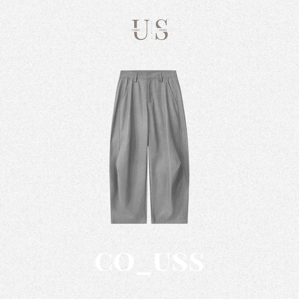 P0241 American High-Street Vintage Baggy Wide-Leg Curved-Cut Casual Trousers