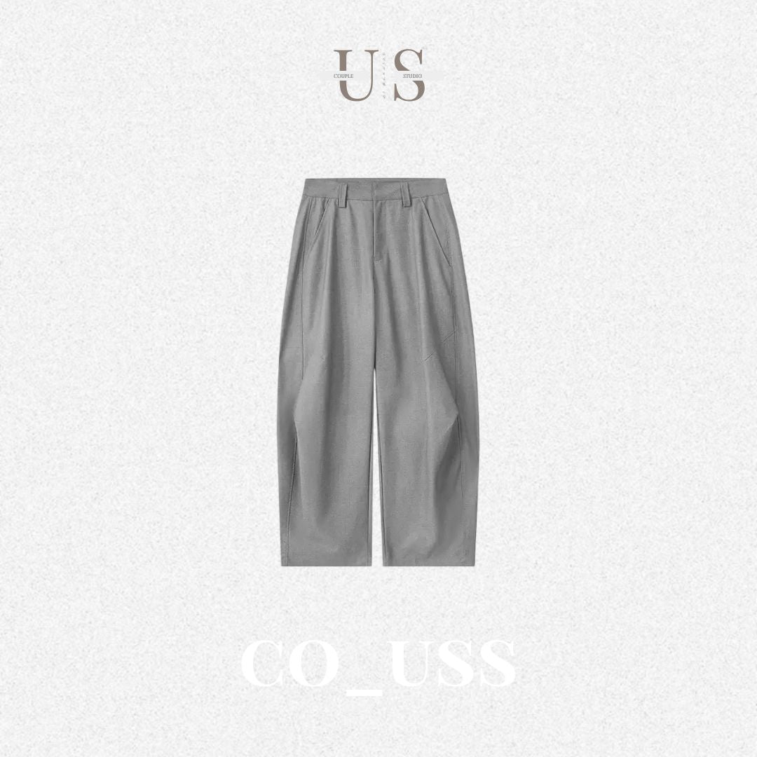 P0241 American High-Street Vintage Baggy Wide-Leg Curved-Cut Casual Trousers