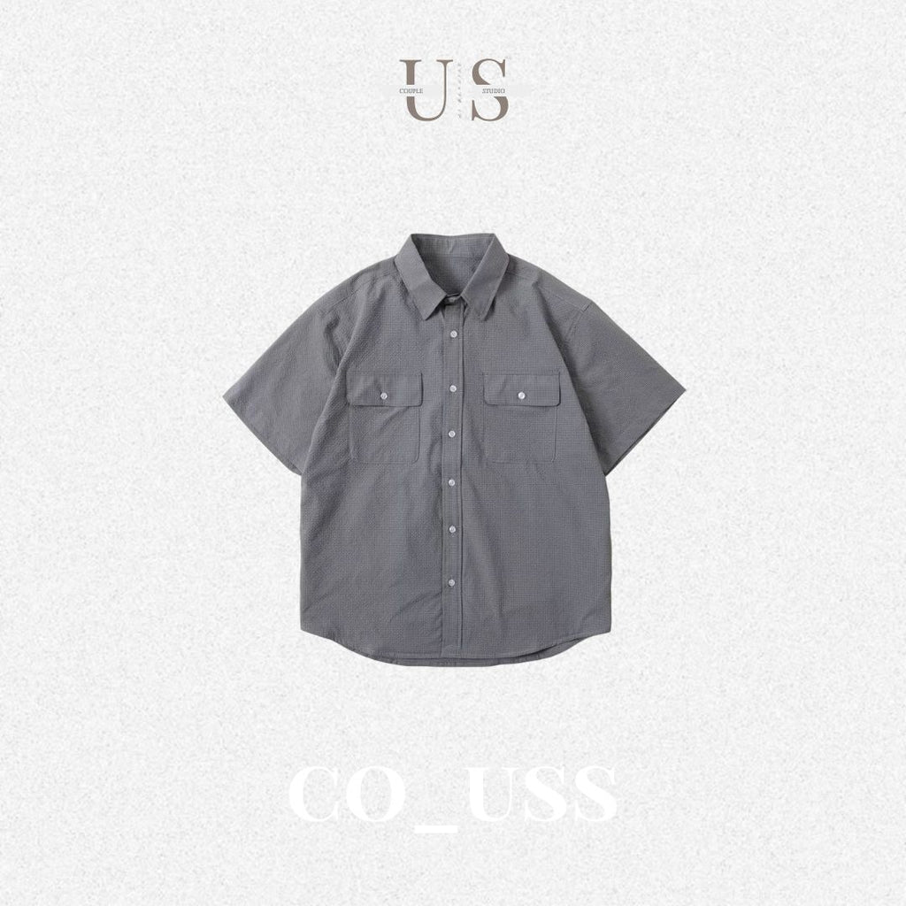 S0422 Japanese-style DuPont Sorona bubble fabric cool quick-drying loose-fitting short-sleeved five-point shirt