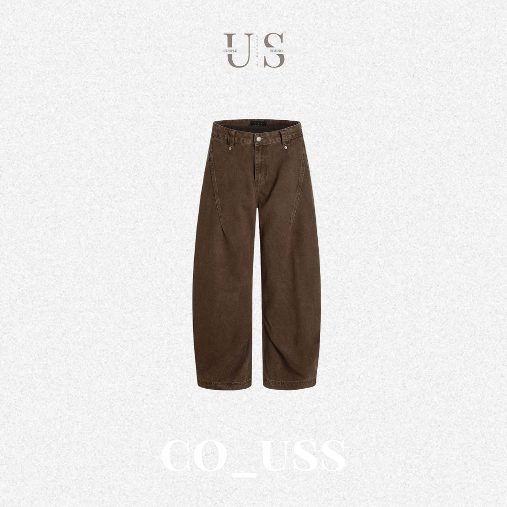 P0154 America Style Vintage high-waist Maillard loose straight banana mopping pants