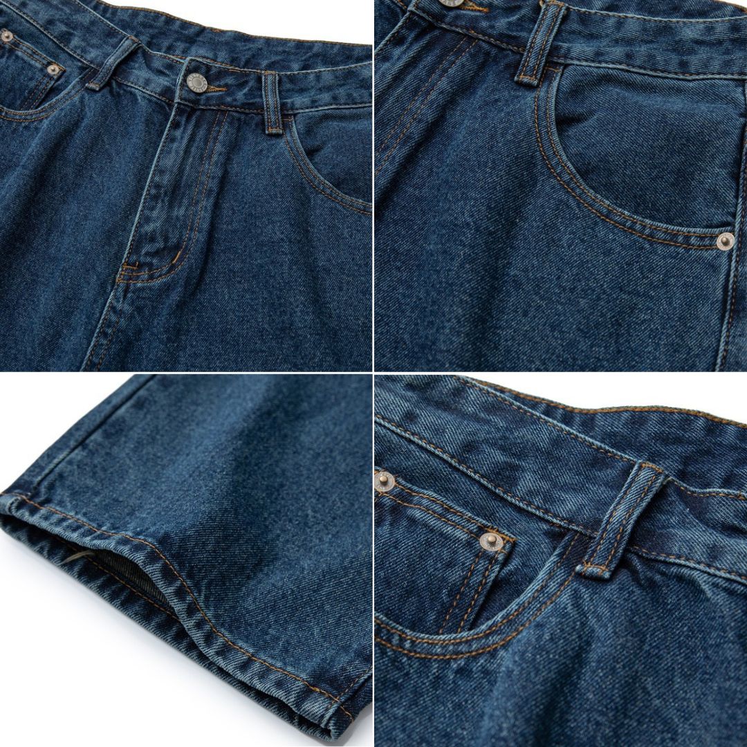 P0111 Japanese retro loose straight denim trousers