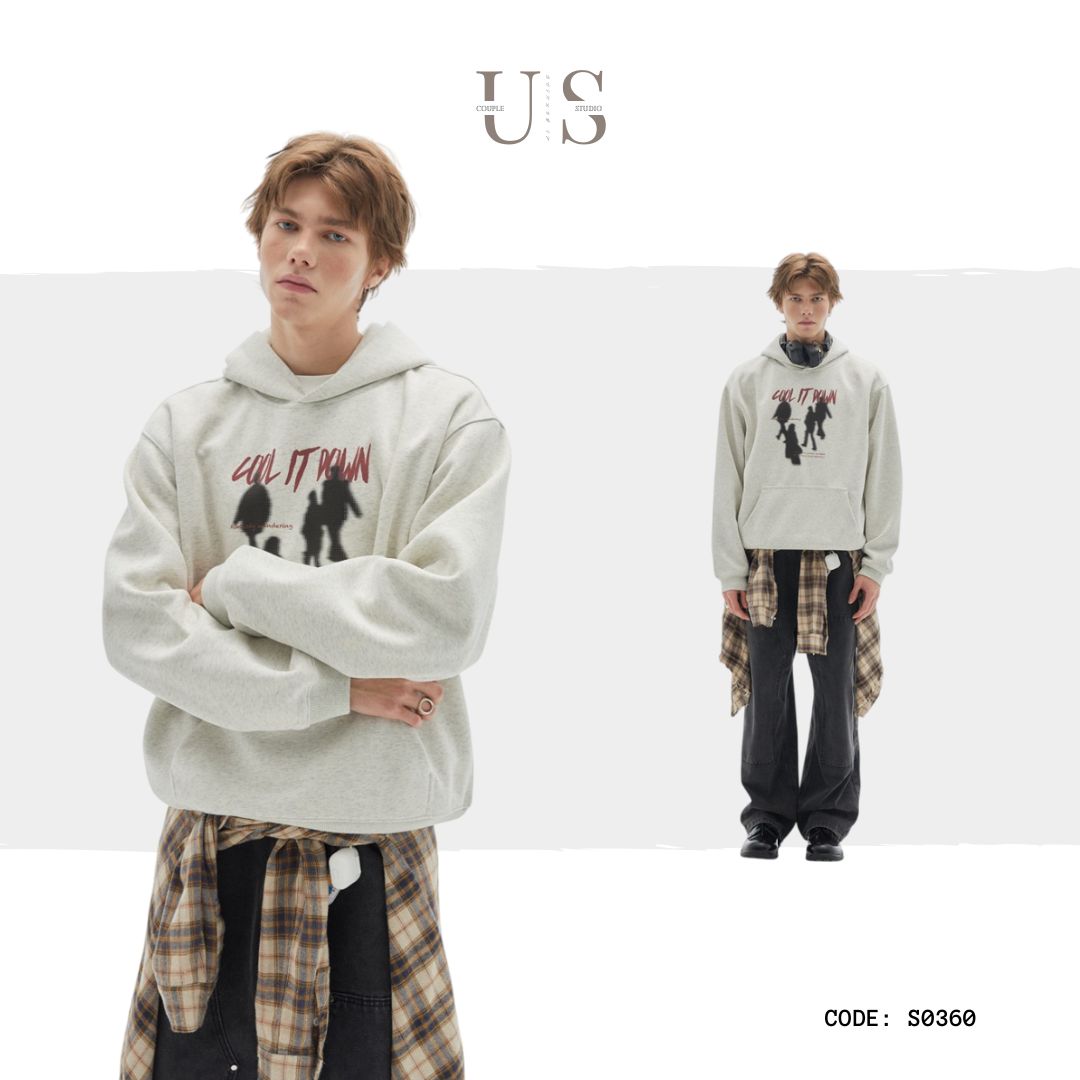 S0360 American style retro hooded loose youth campus style student hoodie