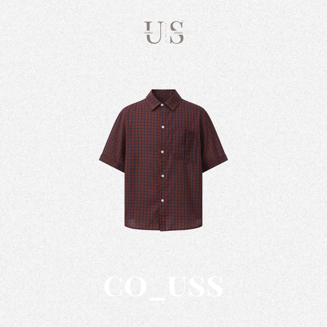 S0454 American Retro Plaid Shirt Short Sleeve