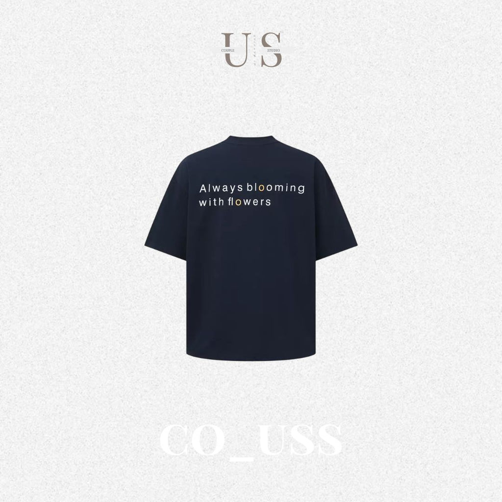 S0441 American Retro Simple Letter Print Trendy Short-Sleeve T-Shirt