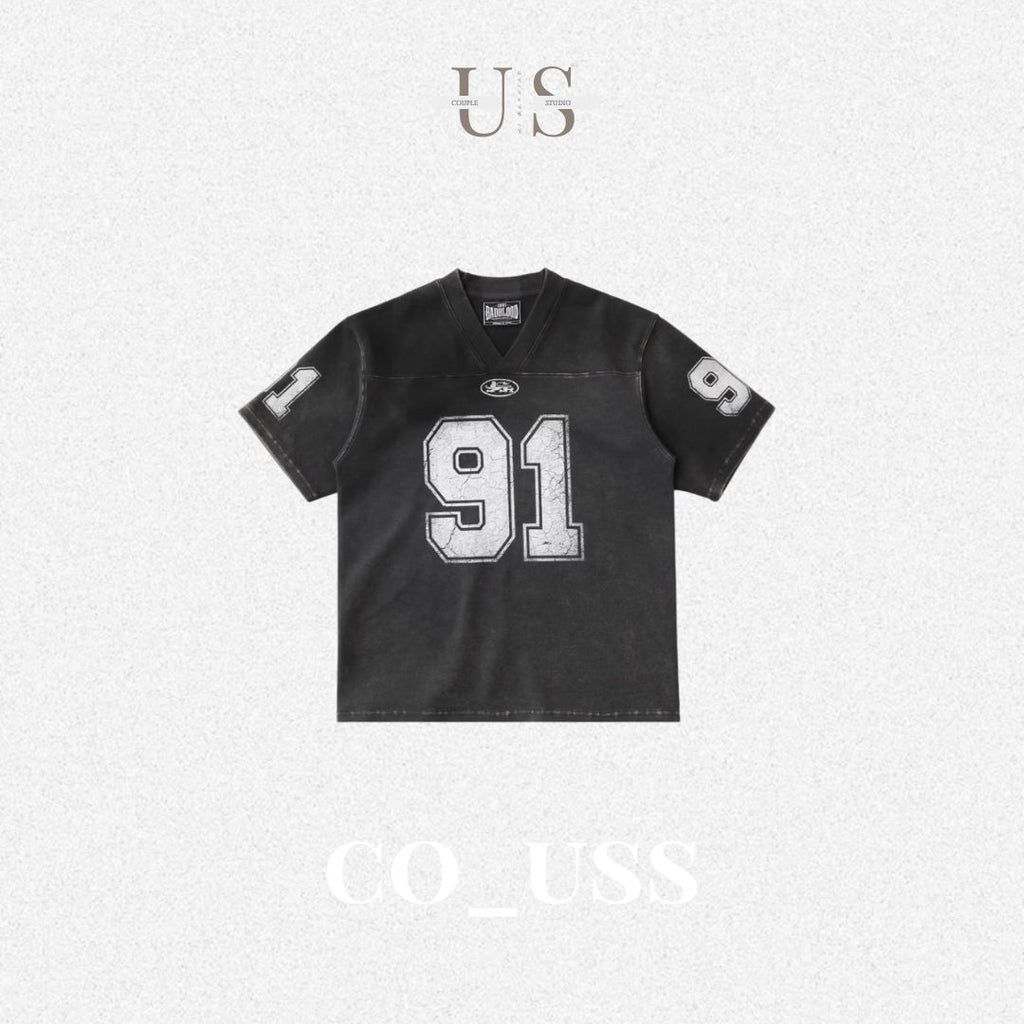 S0329 Badblood American textured tie-dye V-neck jersey T-shirt loose niche street style handsome short-sleeved top