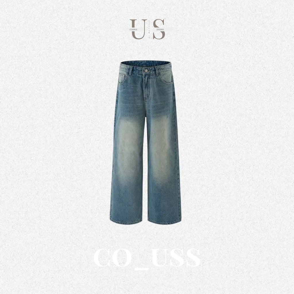P0210 American-style loose-fitting retro washed gradient cleanfit straight leg jeans
