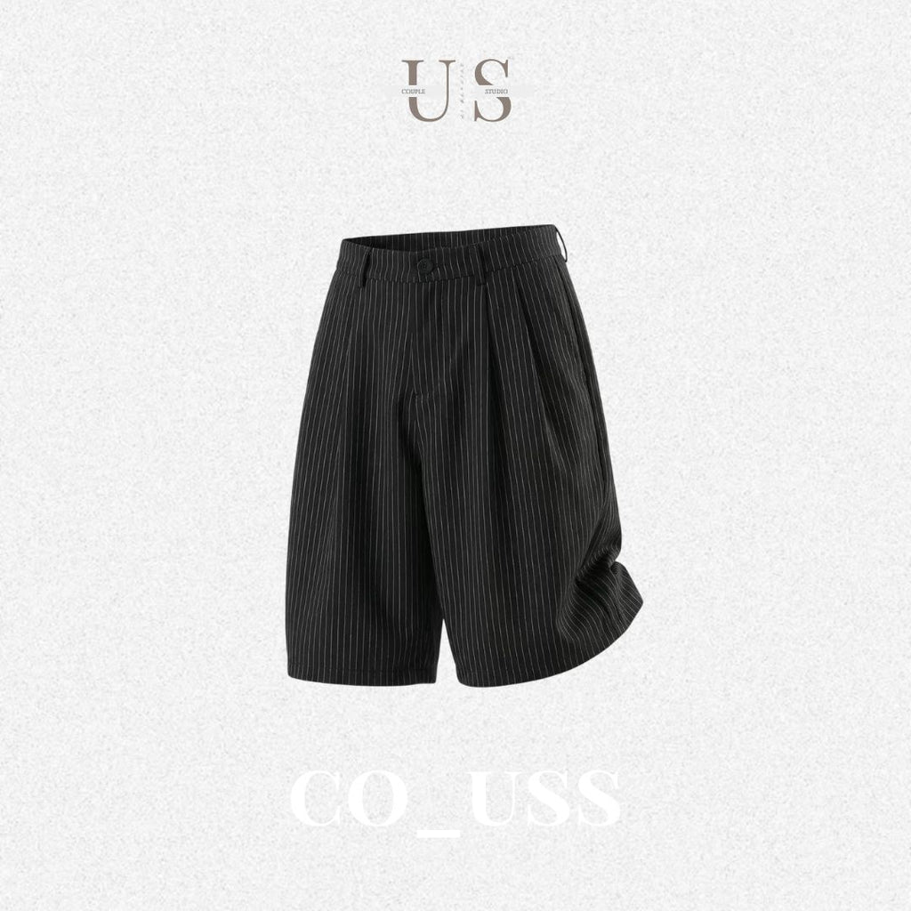 P0220 Japanese Retro Striped Textured Suit Shorts