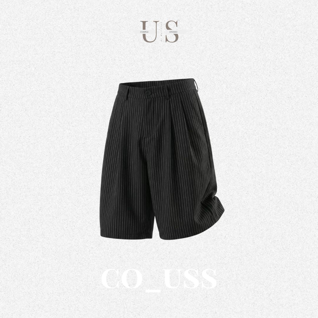 P0220 Japanese Retro Striped Textured Suit Shorts