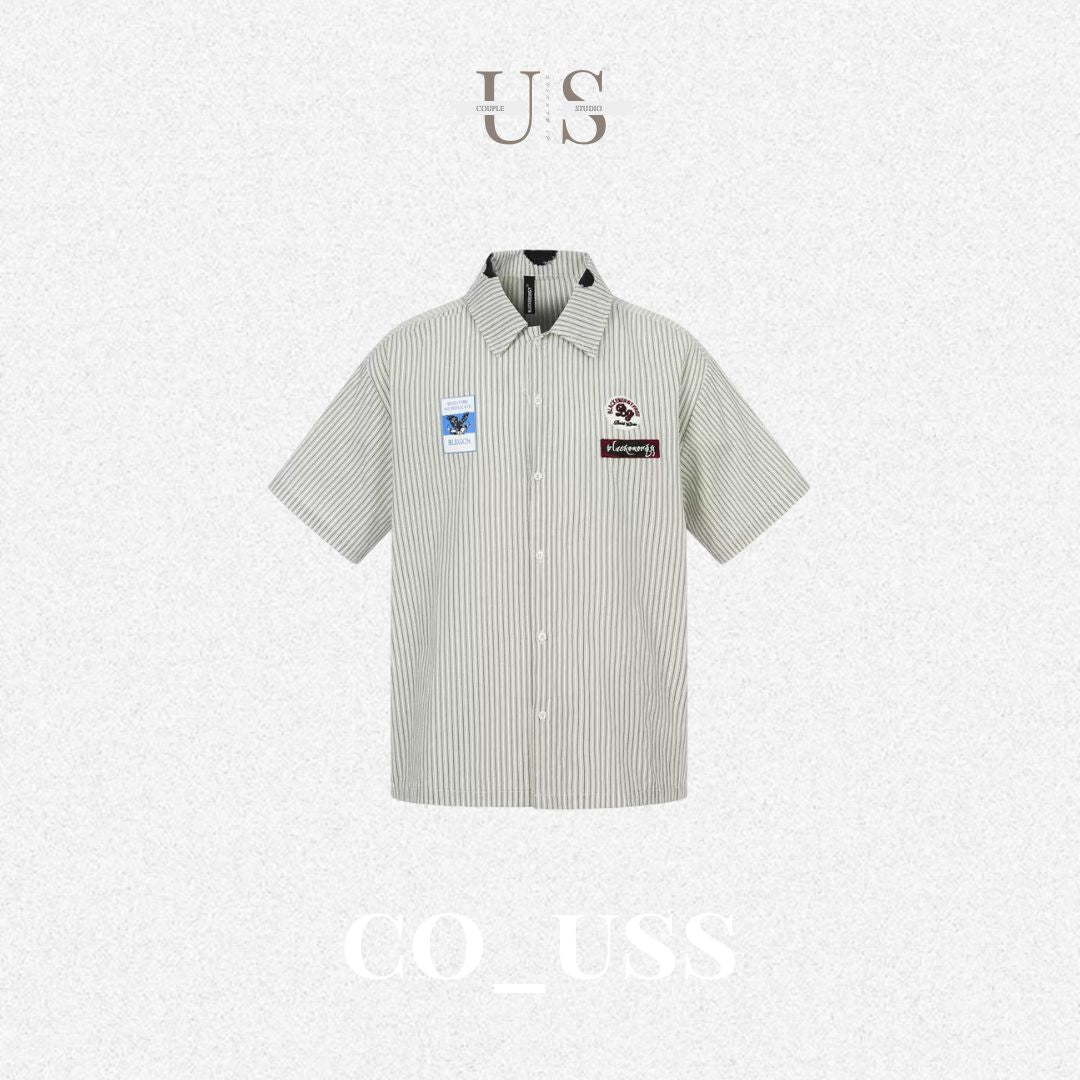 S0450 American retro striped short-sleeved shirt