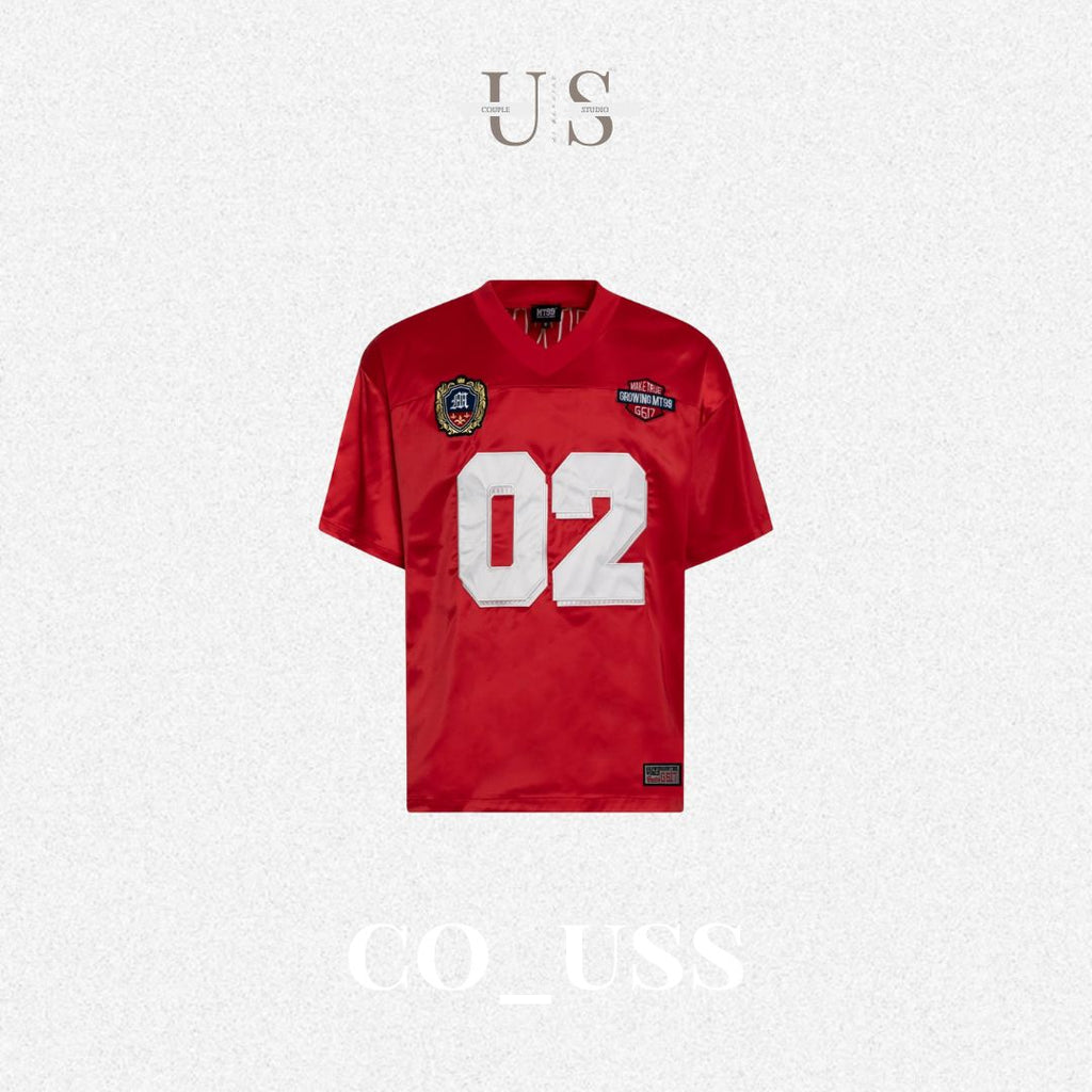 S0409 American Style No. 02 Embroidered Loose V-Neck Jersey T-Shirt