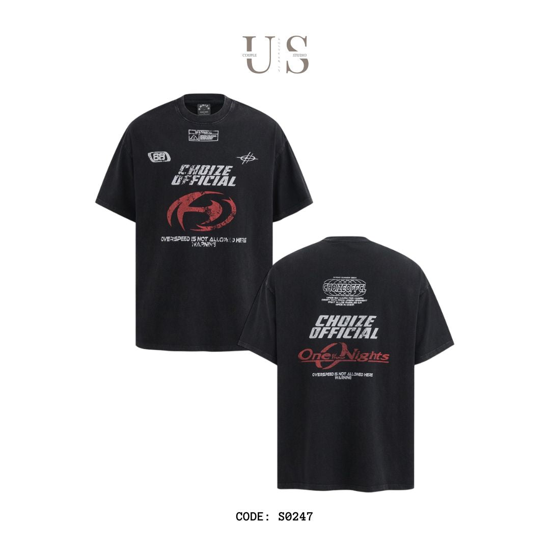 S0247 American retro washed distressed short-sleeved T-shirt