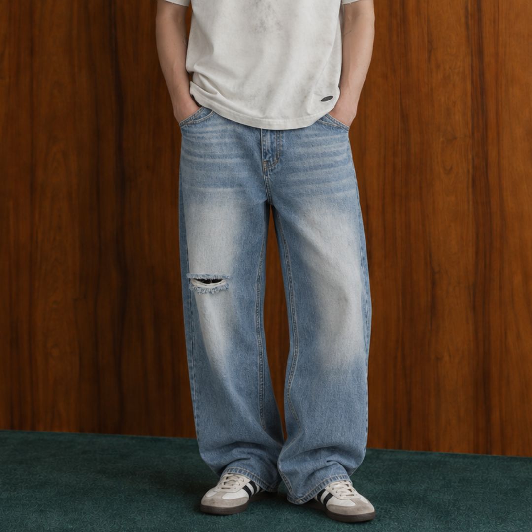 LK010 Fade Wash Wide Jeans