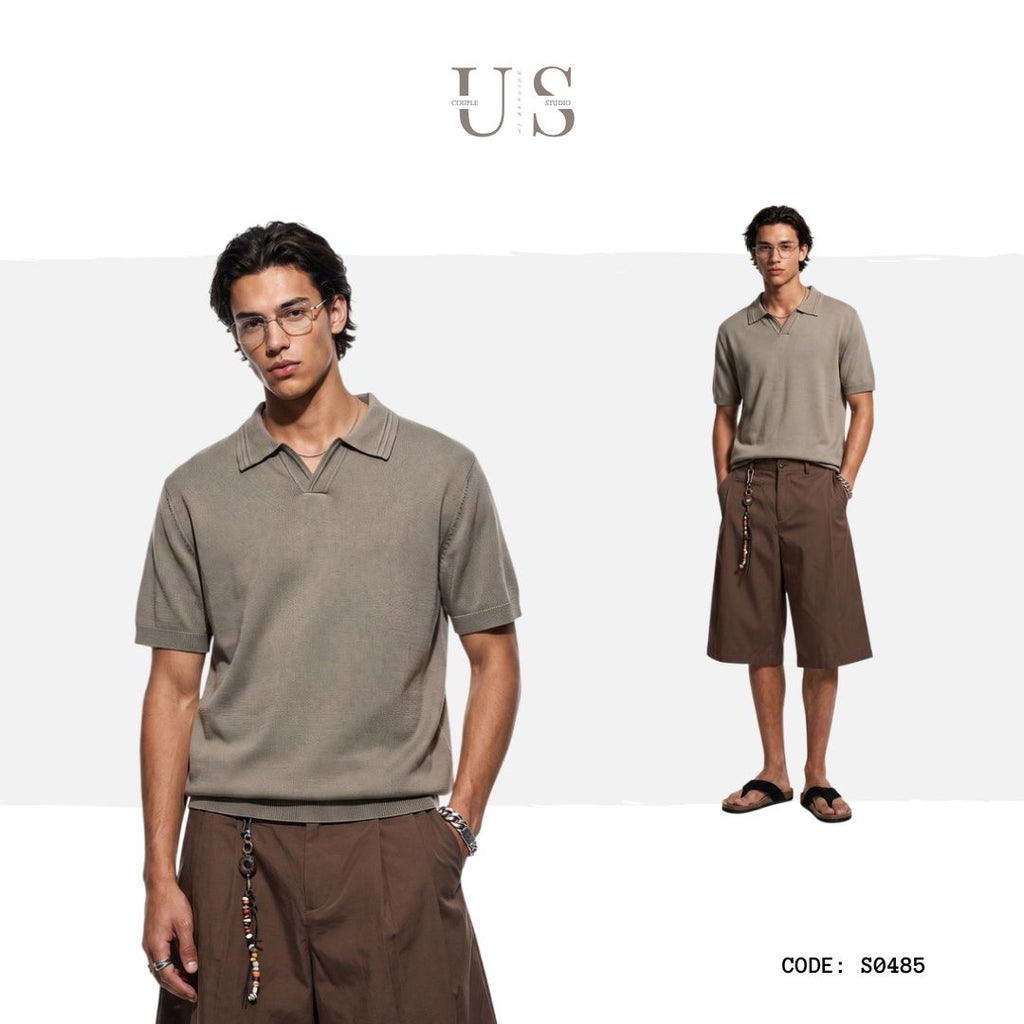S0485 Old Money Style Short-Sleeve Knit Polo