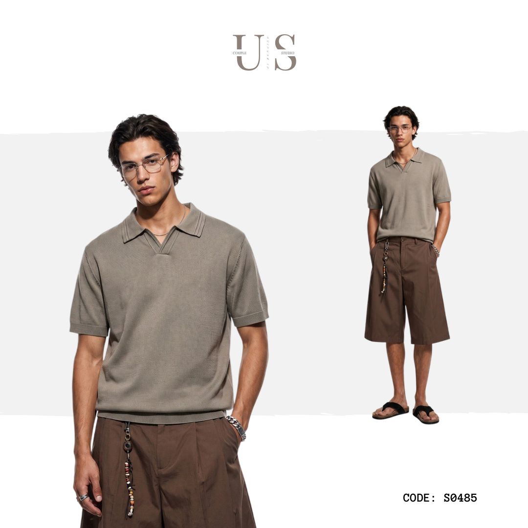 S0485 Old Money Style Short-Sleeve Knit Polo