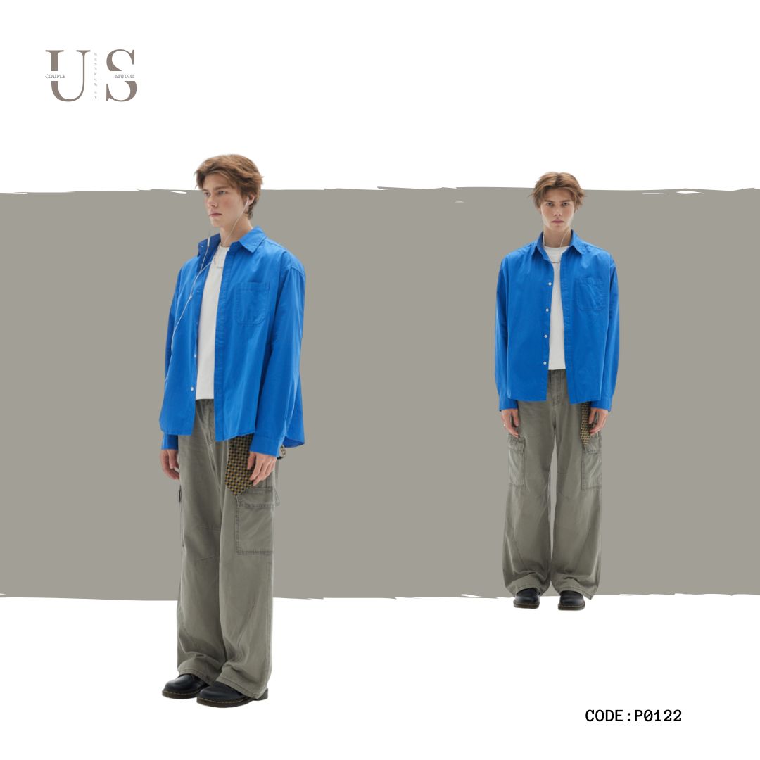 P0122 American retro cleanfit heavy-duty washed multi-pocket cargo trousers