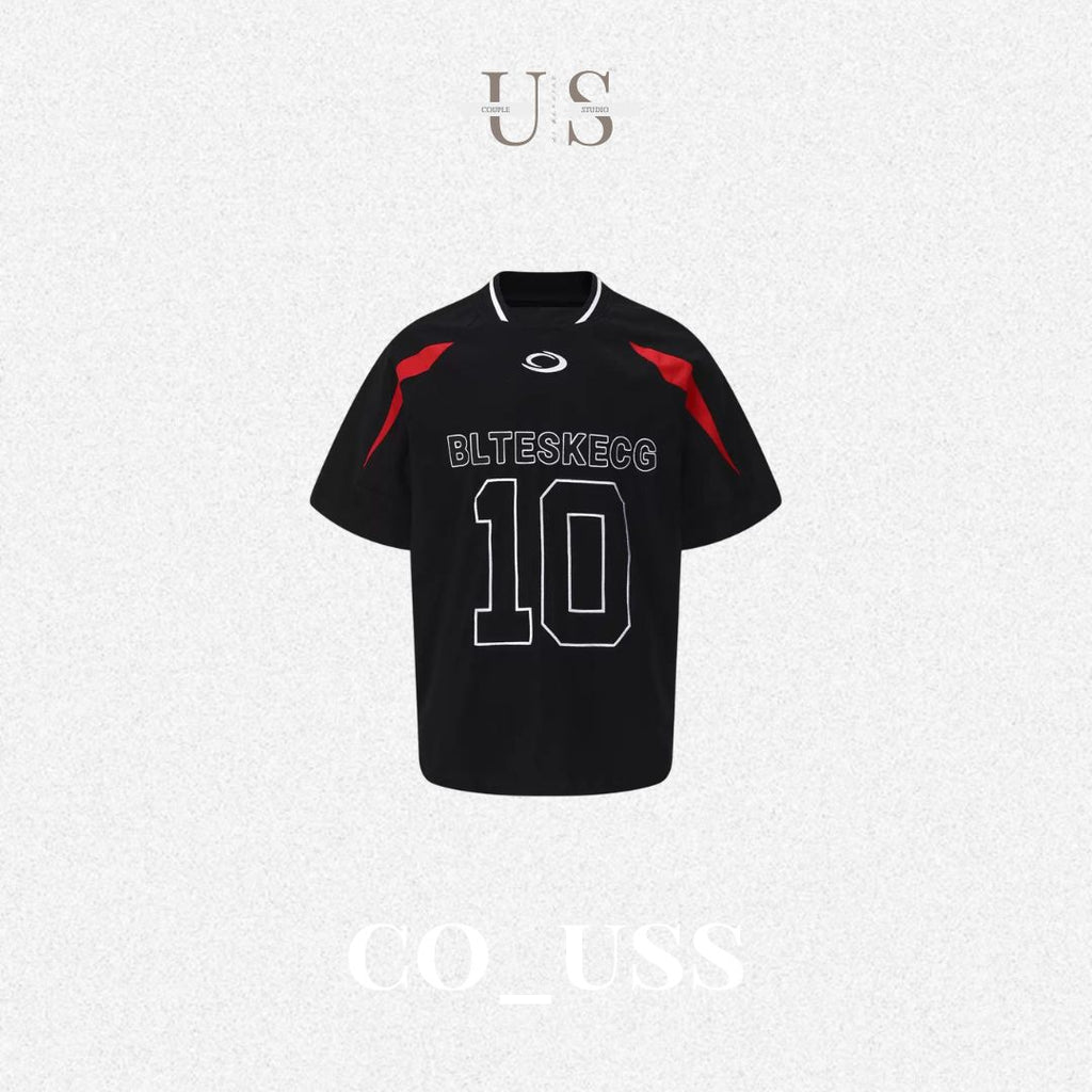 S0473 American Retro Style Color Block Football Sports T-Shirt