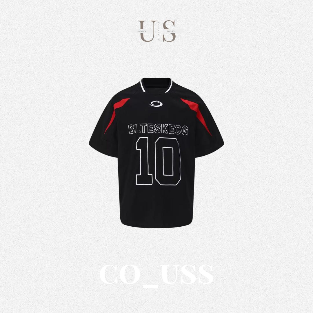 S0473 American Retro Style Color Block Football Sports T-Shirt