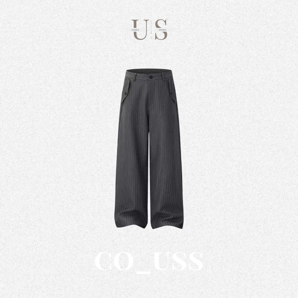 P0231 American casual vintage style pleated patterned casual trousers