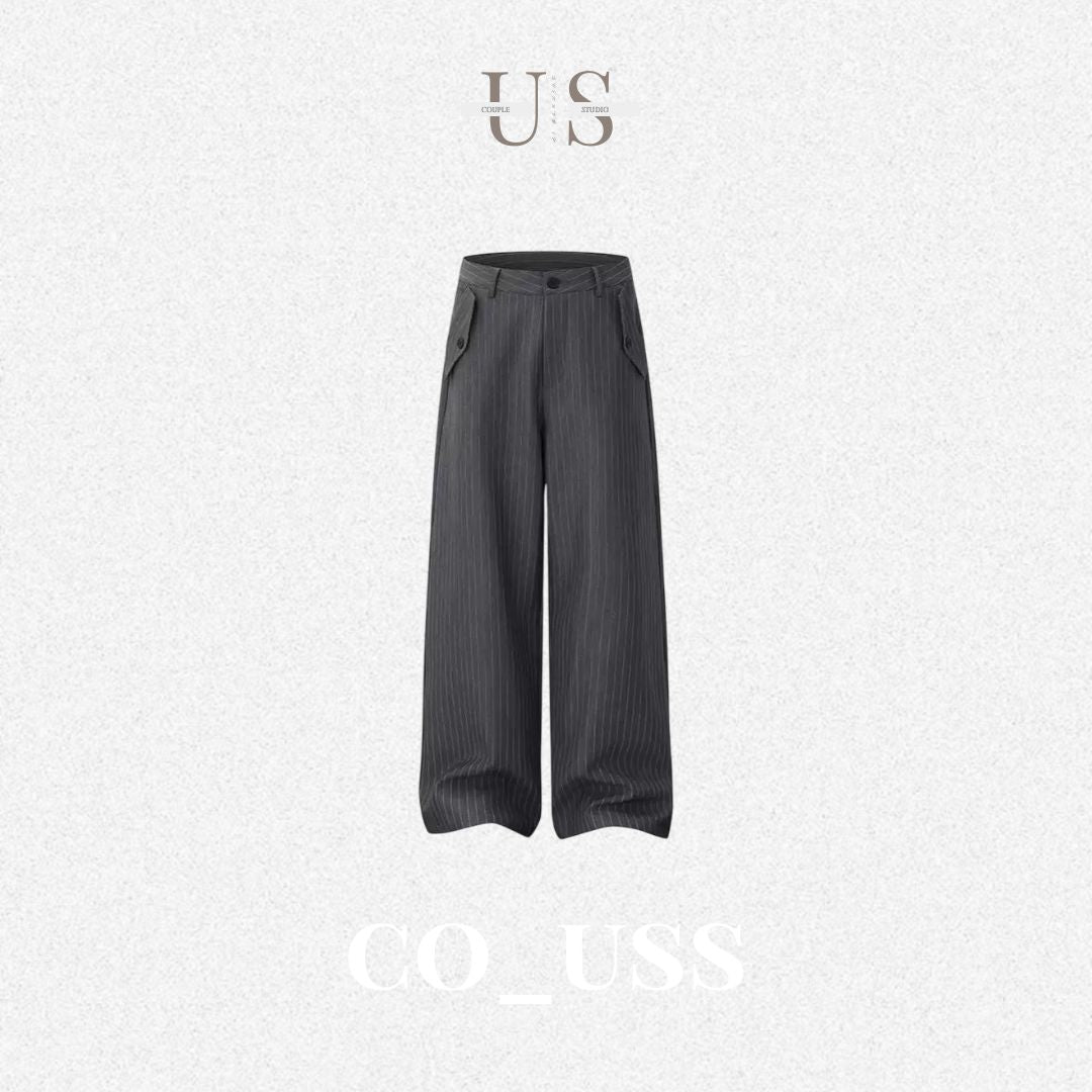 P0231 American casual vintage style pleated patterned casual trousers