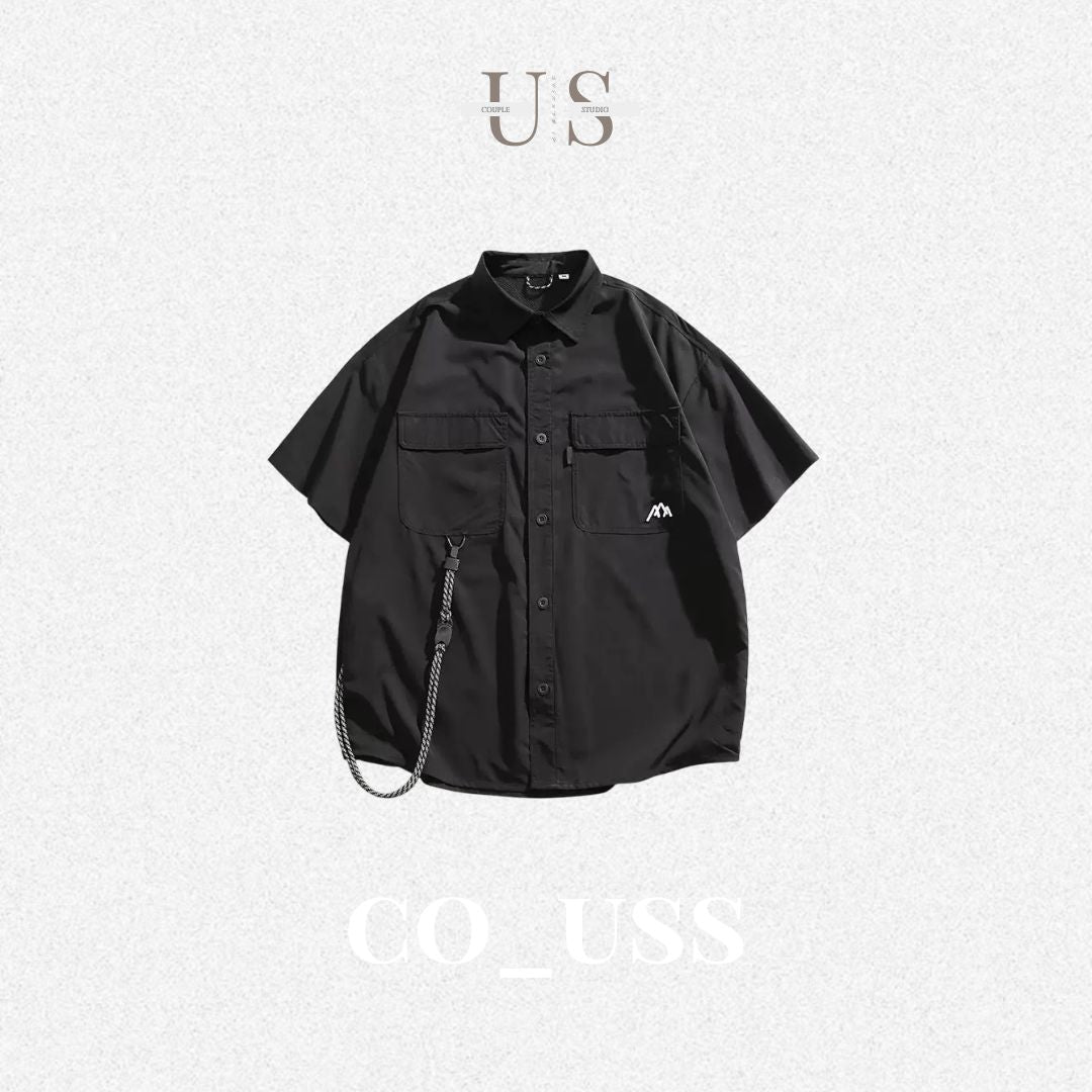 S0366 Outdoor Mountain Camping Style Jacket Vintage Work Shirt Loose Men's Short Sleeve Shirt