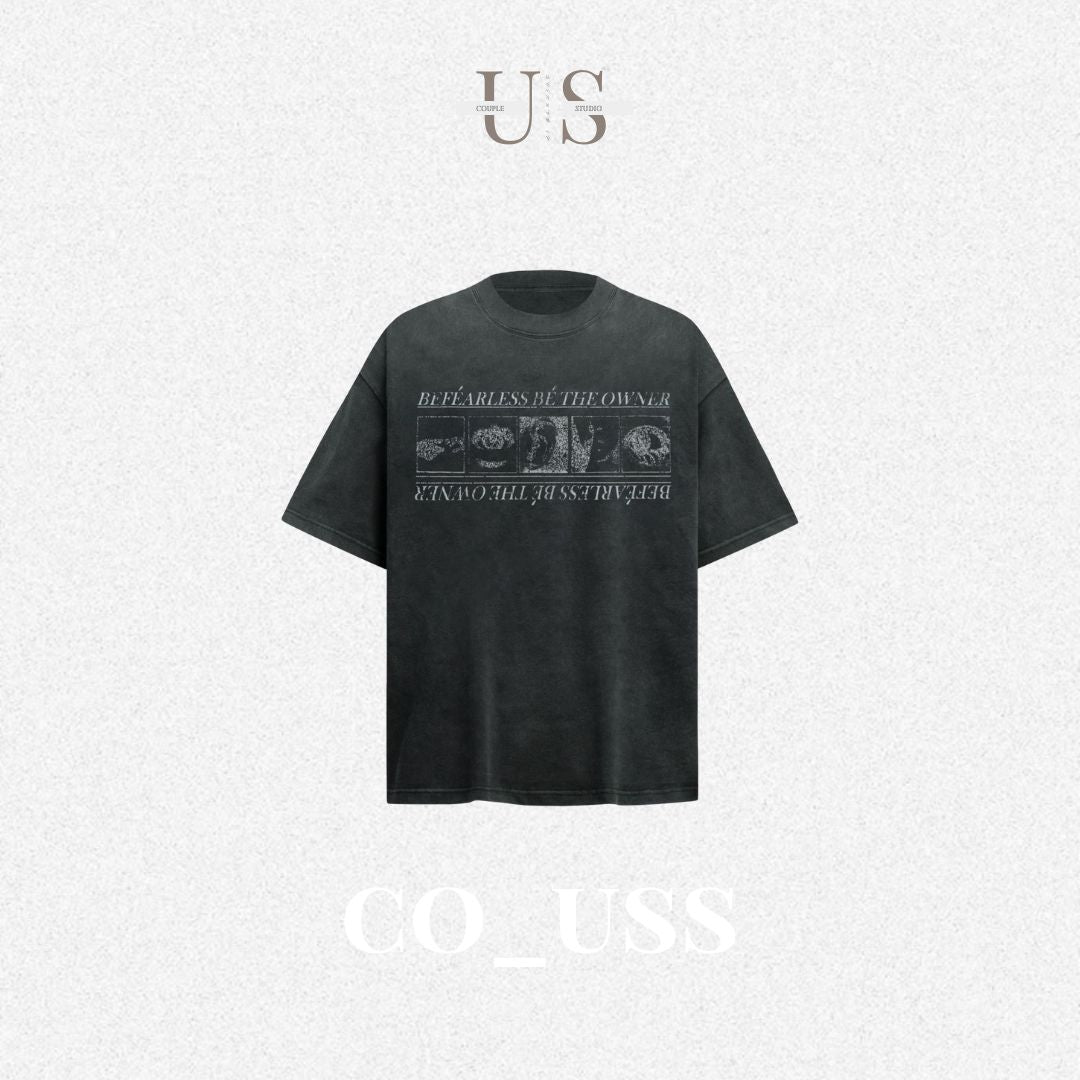 S0351 American Street Vintage Washed Old Design Loose High-end Sense Neutral Short-sleeved T-shirt