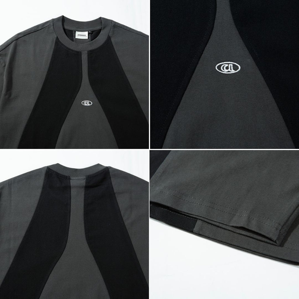 S0271 Japanese Retro Cut Contrast Color Youth Round Neck Short Sleeve Trendy Casual T-shirt