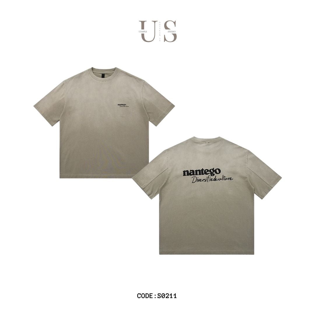 S0211 American retro 320g heavy wasteland style distressed printed T-shirt