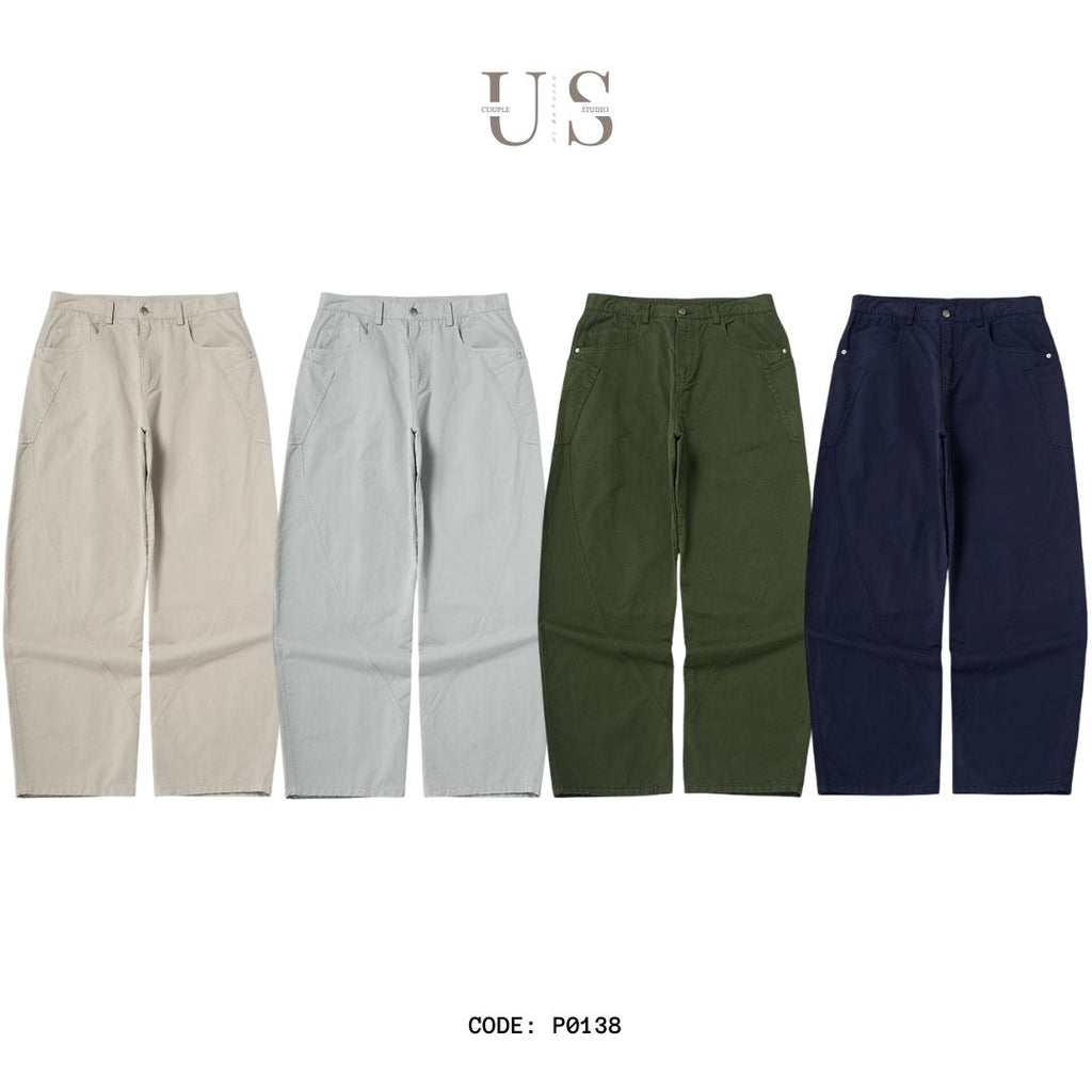 P0138 Japanese retro drape double pleated suit pants wide-leg casual pants