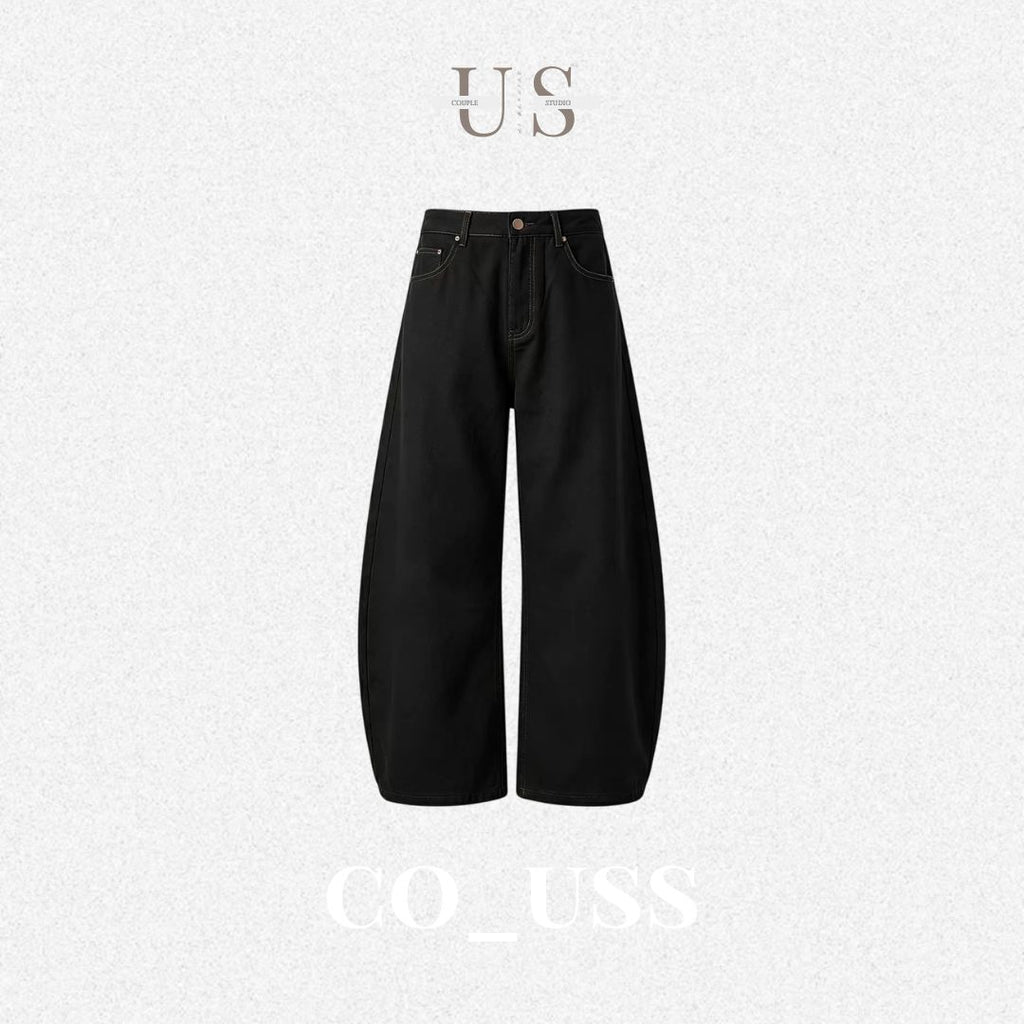 P0240 American-style twill oversize straight leg casual trousers
