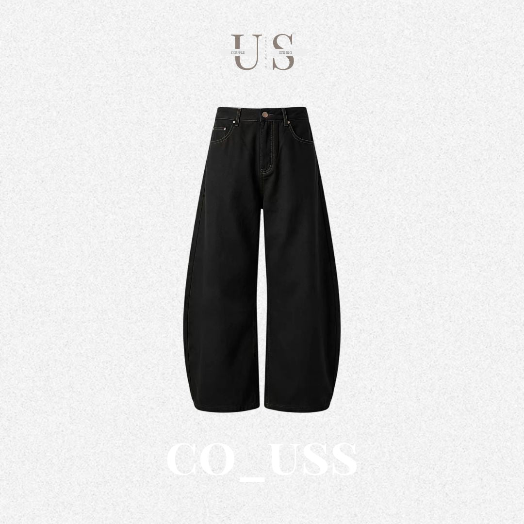 P0240 American-style twill oversize straight leg casual trousers