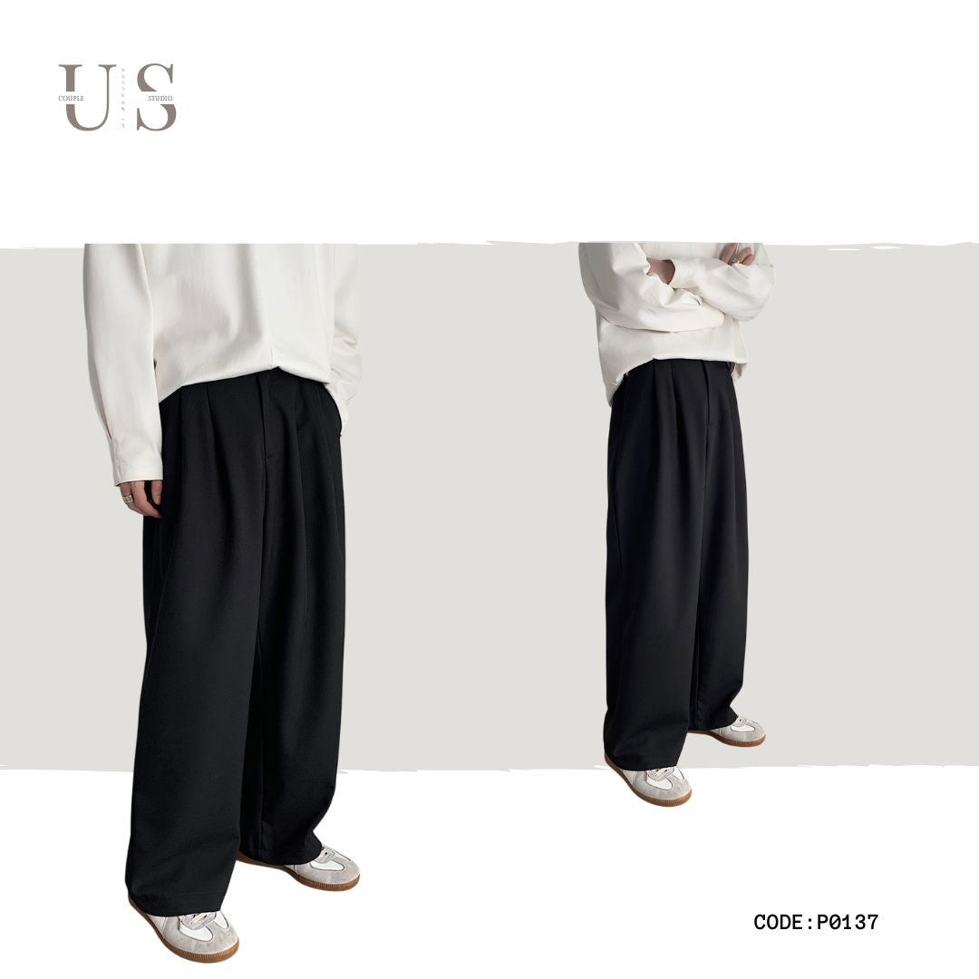 P0137 Japanese retro drape double pleated suit pants wide-leg casual pants