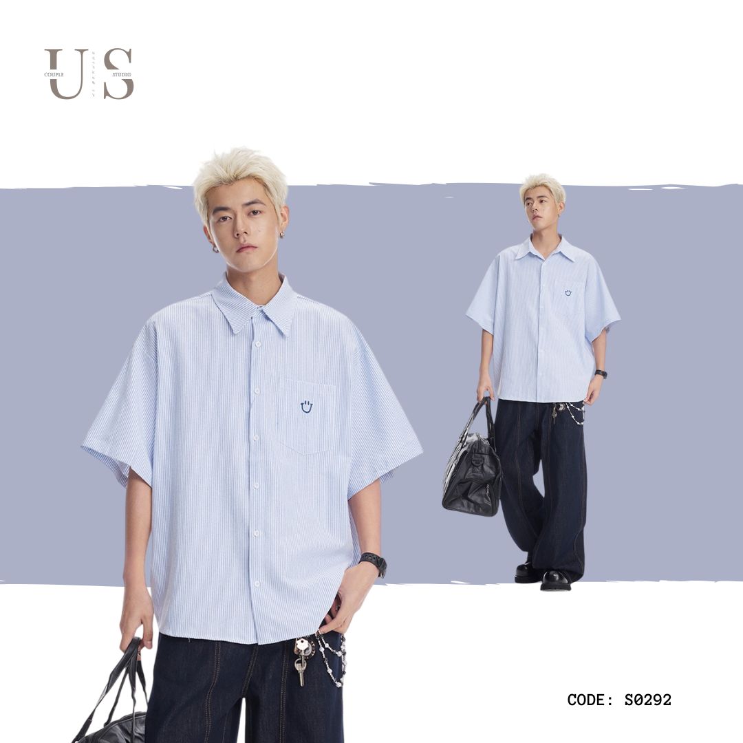 S0292 Japanese retro striped short-sleeved shirt