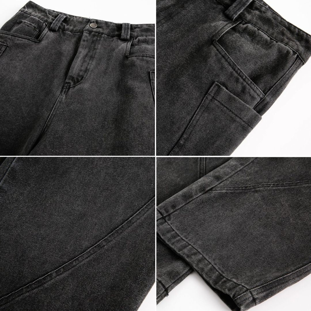 P0112 American retro washed distressed pocket straight casual Cargo Pants