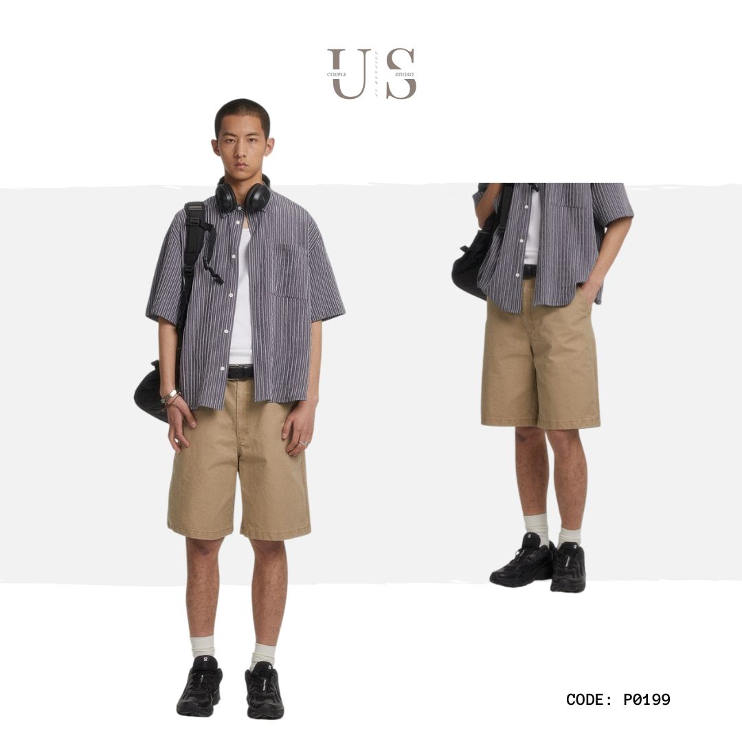 P0199 Japanese-style cityboy retro loose-fitting five-point cargo pants