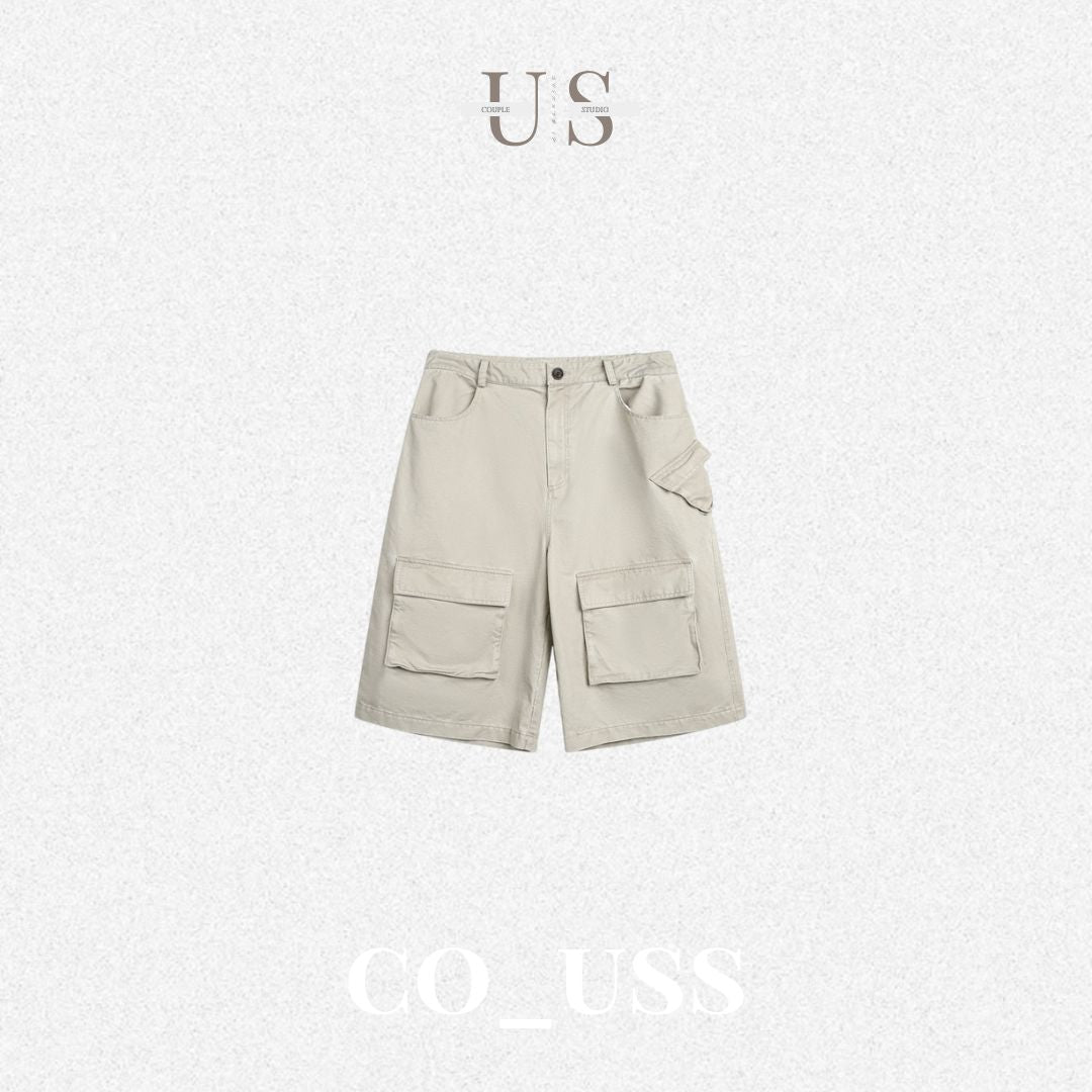 P0158 Japanese style Vintage large pocket cargo shorts