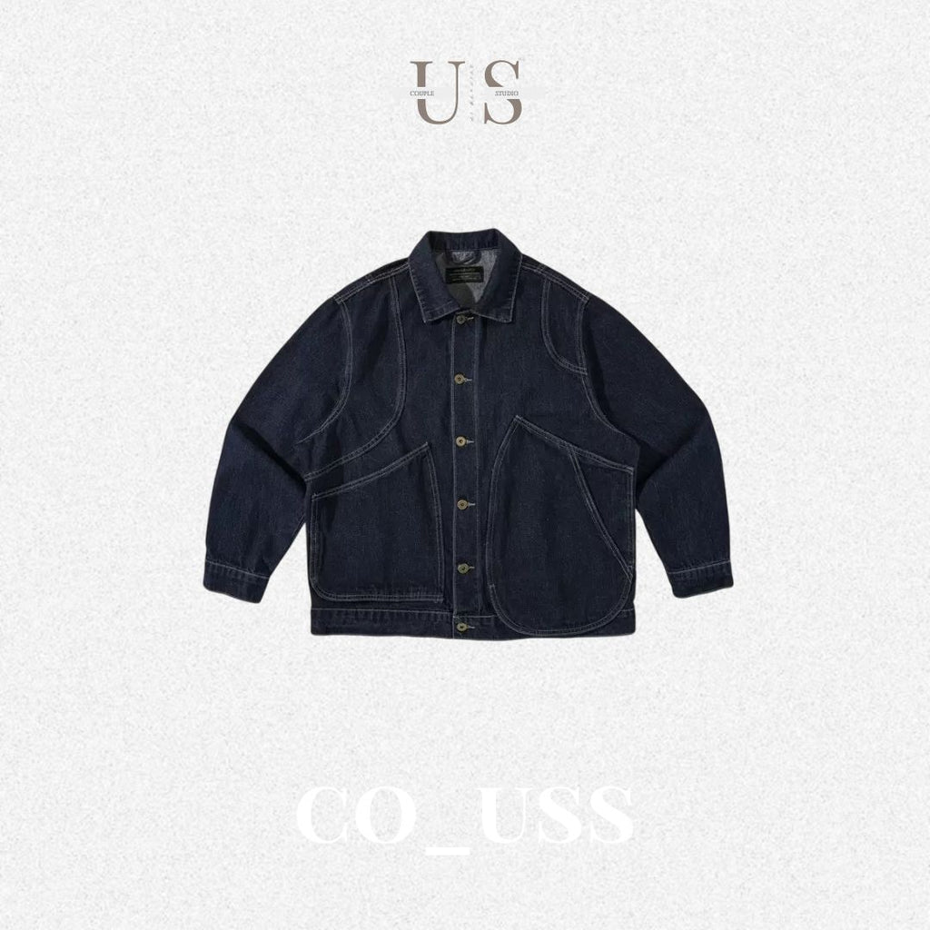 S0480 American Vintage Style Loose-Fit Denim Cargo Jacket
