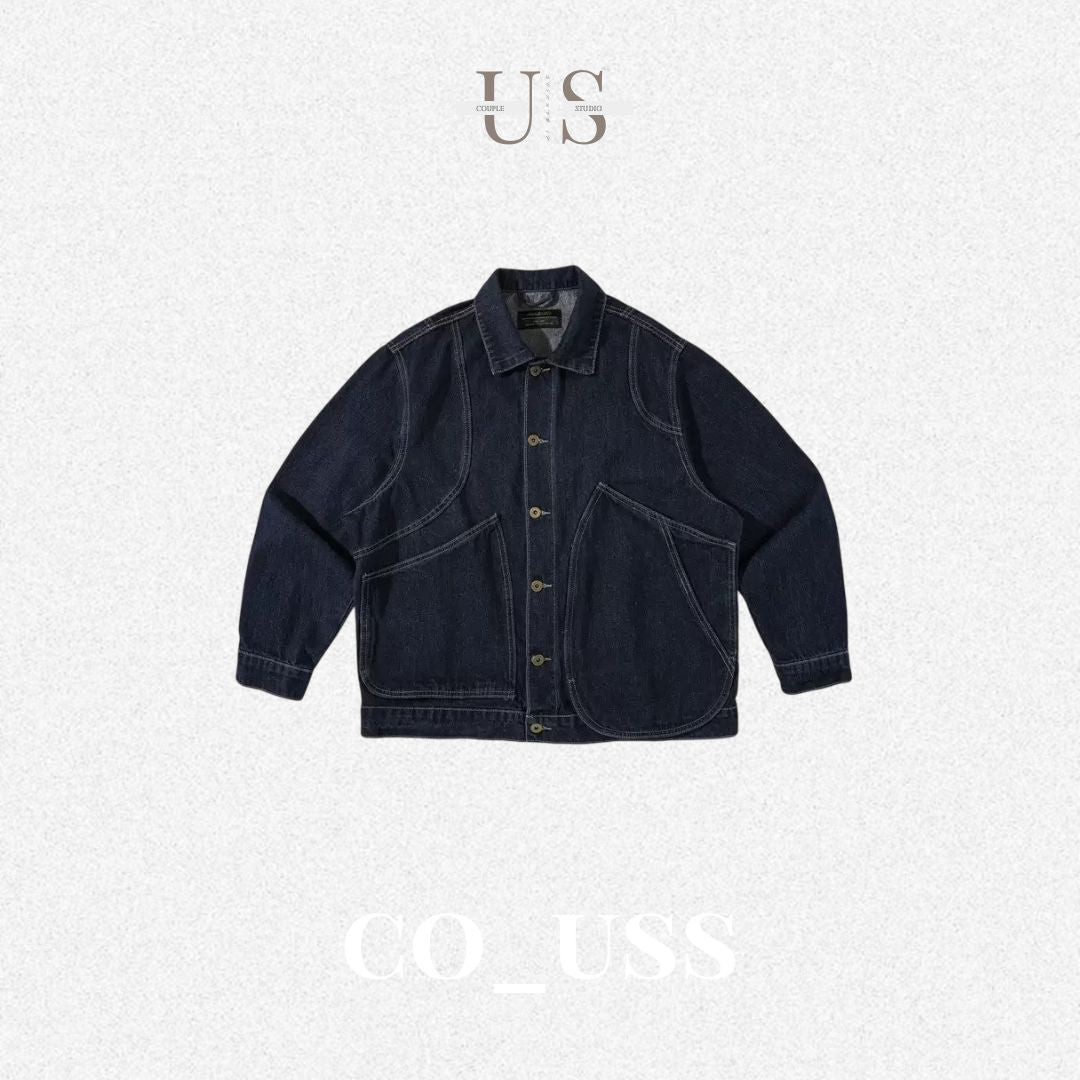 S0480 American Vintage Style Loose-Fit Denim Cargo Jacket