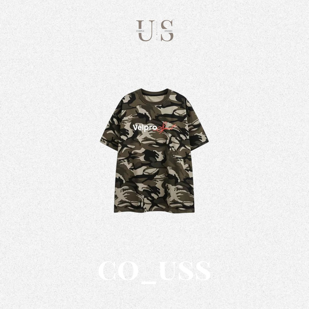 S0453 American-style camouflage letter design loose short-sleeved T-shirt