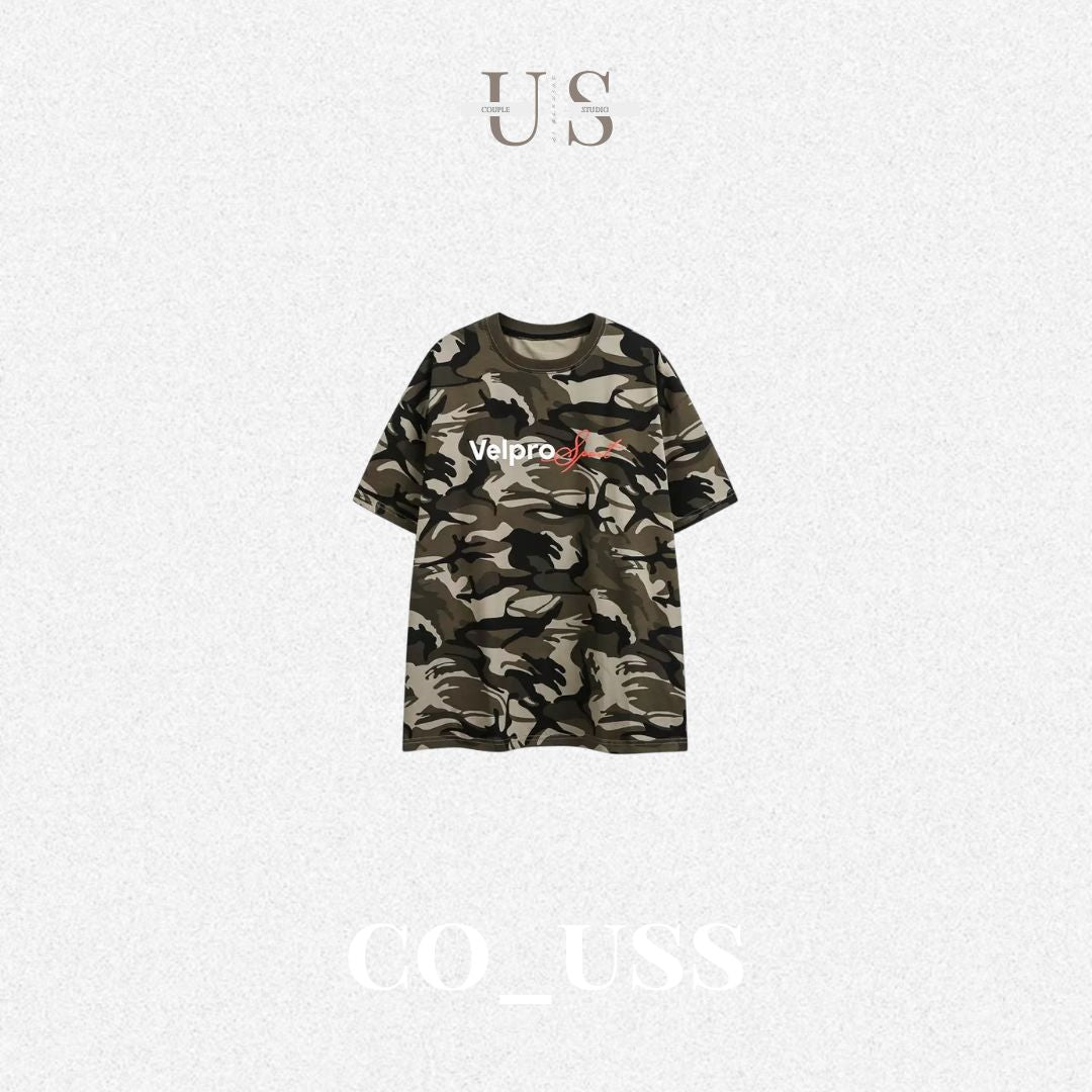 S0453 American-style camouflage letter design loose short-sleeved T-shirt