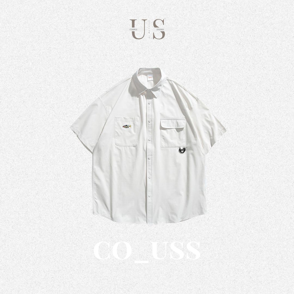 S0312 Japanese CITYBOY Retro Multi-pocket Embroidery Workwear Short Sleeve Shirt