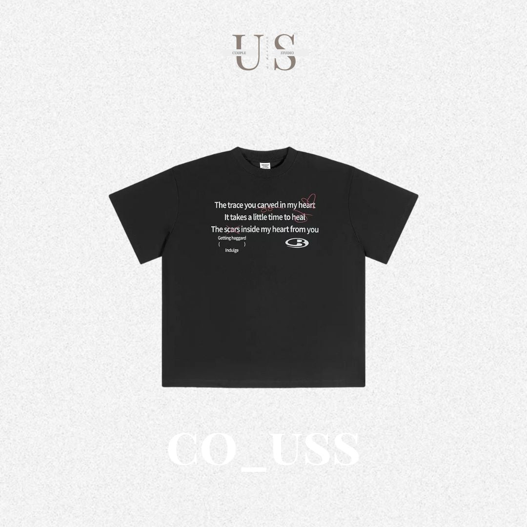 S0381 American style Sorona cool-feel loose-fitting crew neck trendy letter short-sleeved t-shirt