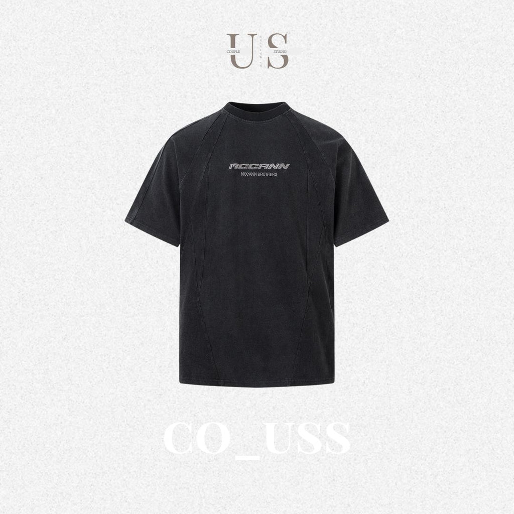 S0337 American retro cleanfit tailored distressed washed short-sleeved T-shirt