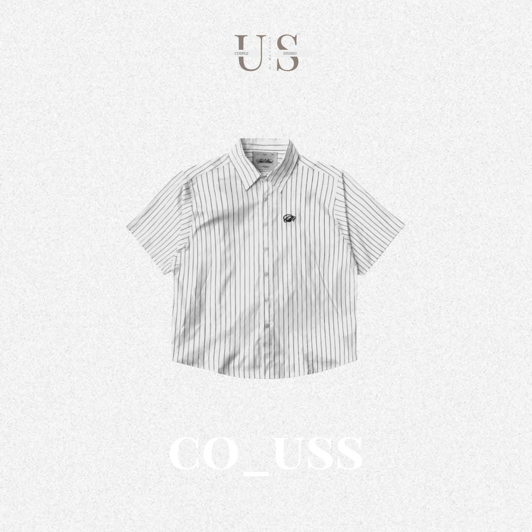 S0322 Badblood American retro lapel striped short-sleeved shirt unisex